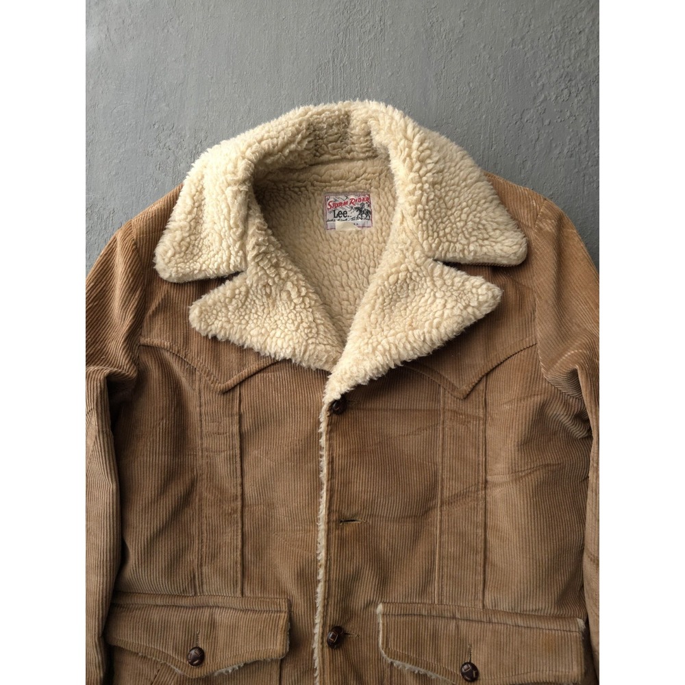 Vintage 1970s Lee Storm Rider Beige Corduroy Fleece Lined Barnstormer Coat 42 - Picture 2 of 14